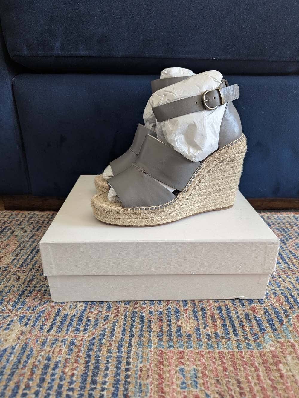 Treasure & Bond Sanibel Platform Wedge Sandal Gray & Tan US 7.5
